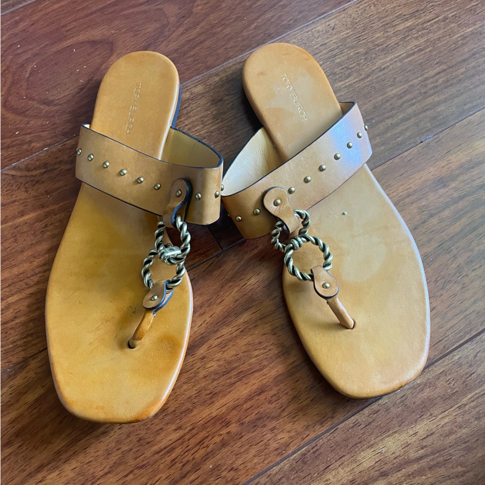 Tory Burch Tan/Mustard Color Sandals Size 7.5 -damage
